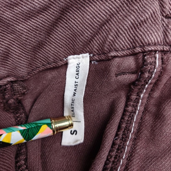 PacSun Cargo Canvas Tapered Pants Sz S Elastic Waist Pockets Brown Casual - Picture 8 of 10